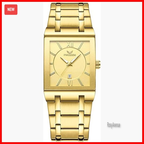 Other - Men's Square Stainless Steel Analog Quartz Watch with Auto Date